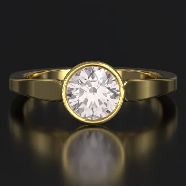 The Bold Bezel Flair Solitaire Ring in Yellow Gold