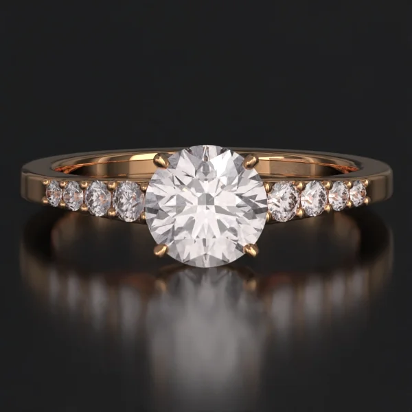 The United Flair Surface Prong Set Ring with Lab-Grown Accent Diamonds in Rose Gold