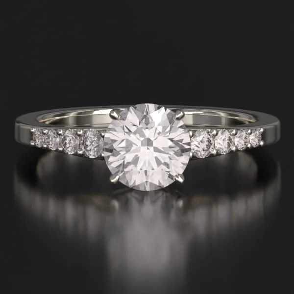 The United Flair Surface Prong Set Ring with Lab-Grown Accent Diamonds in White Gold