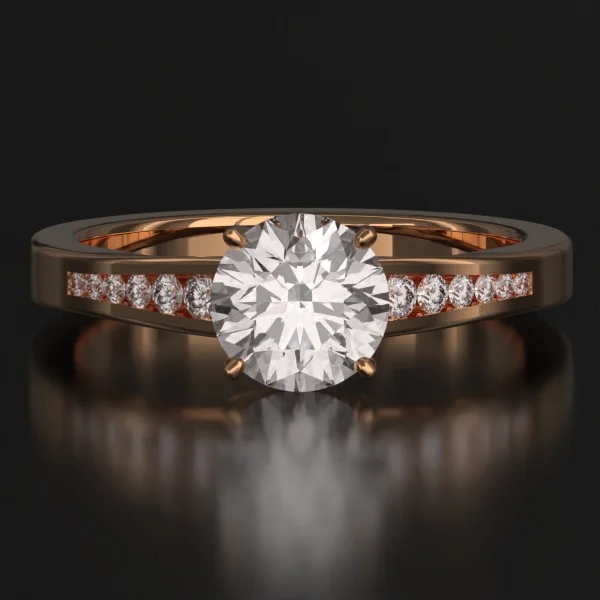 The United Flair Channel Set Ring with Lab-Grown Accent Diamonds in Rose Gold