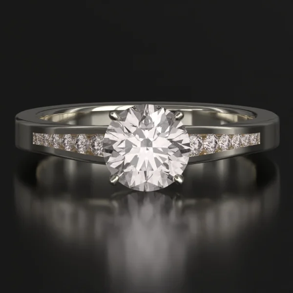 The United Flair Channel Set Ring with Lab-Grown Accent Diamonds in White Gold