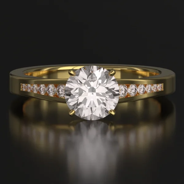 The United Flair Channel Set Ring with Lab-Grown Accent Diamonds in Yellow Gold